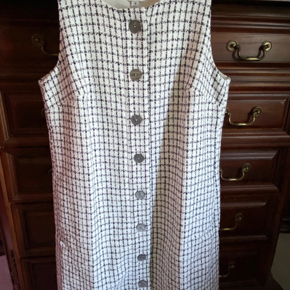 J. Crew Black and White Tweed Midi Dress - Picture 1 of 8